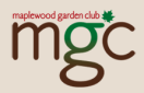 Maplewood Garden Club logo: brown initials, full name in red text, and green maple leaf graphic