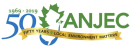 ANJEC logo-graphic of outline of state of NJ with green maple leaf and gold 50th anniversary ribbon